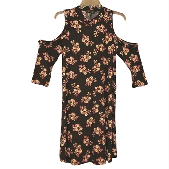 [Trixxi]  Floral Cold Shoulder Dress  Size Large - Picture 1 of 12